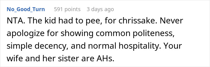Ex-Wife Asks Man To Let Her Kid Use Bathroom, His New Wife And SIL Are Livid That He Allowed It