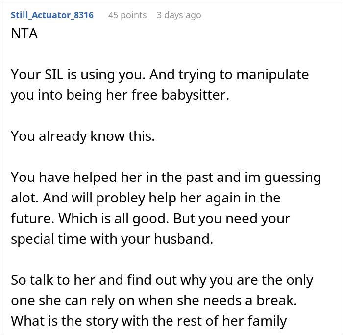 Woman Lashes Out At SIL For Not Canceling Her Wedding Anniversary Plans To Watch Her Kids