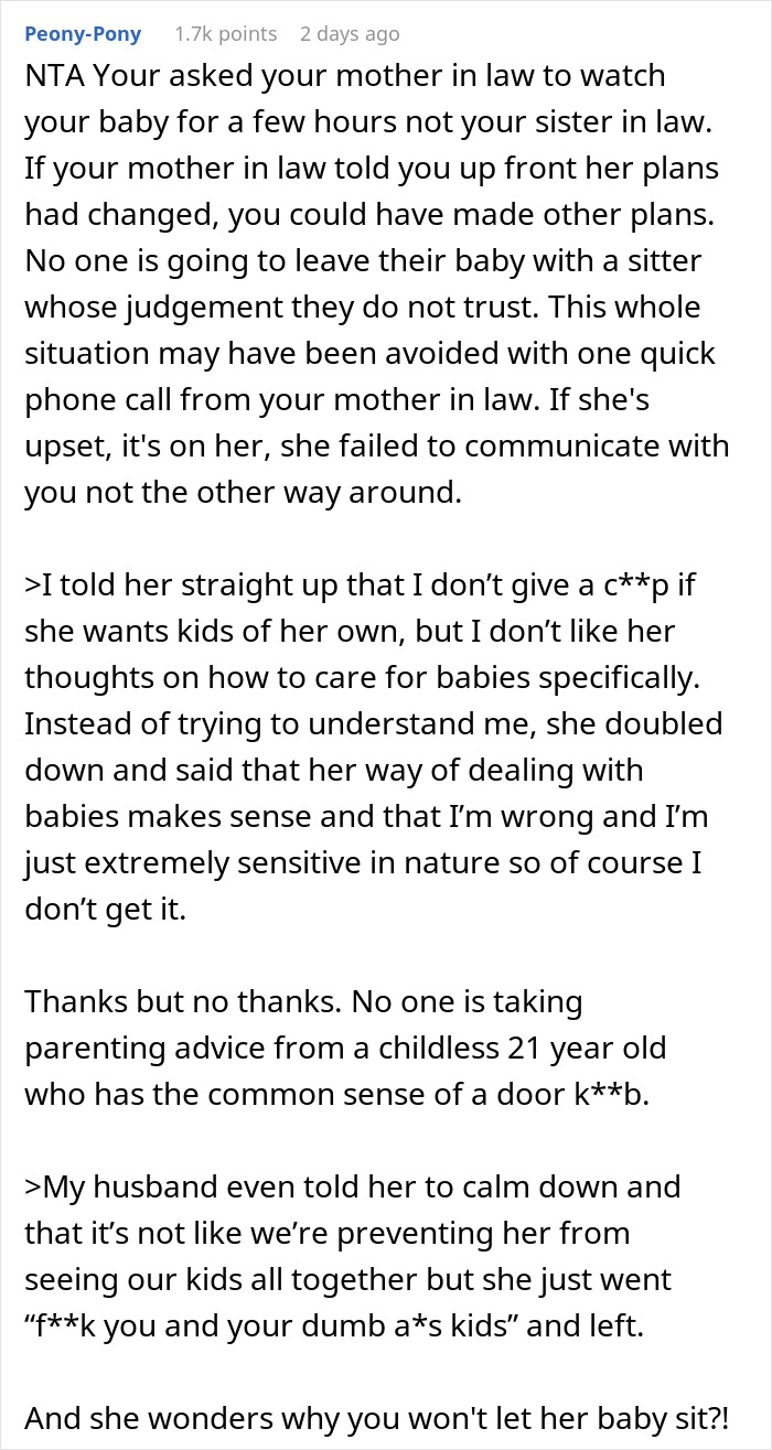 “She Thinks They Cry For No Reason”: SIL Gets A Reality Check When Mom Refuses To Let Her Babysit