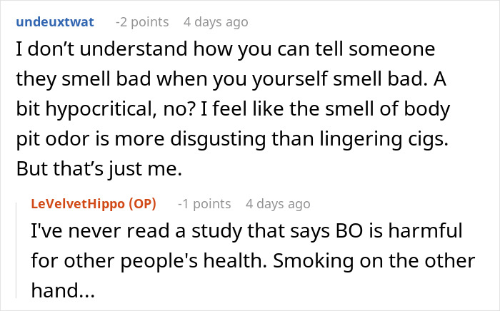 Boss Threatens Employee With A Write-Up After They Complained About Him Stinking Of Smoke