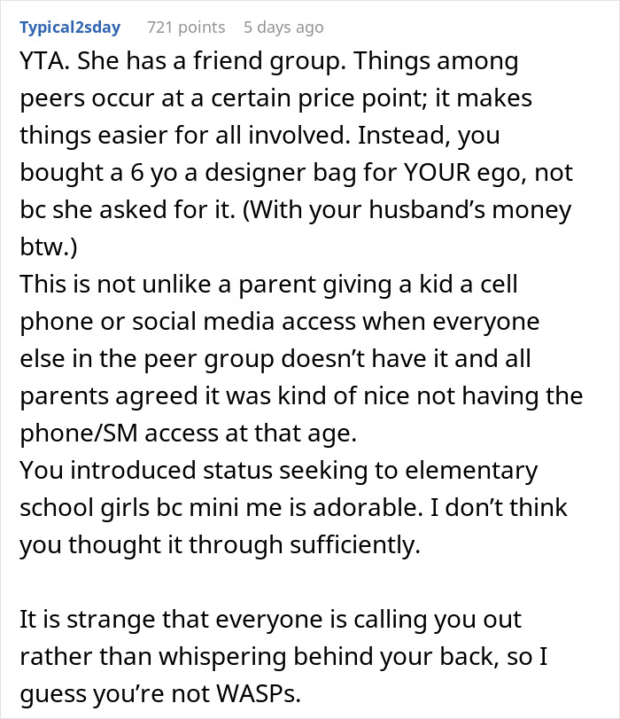 "AITA For Getting My Daughter A Designer Bag When Not Everyone In The Group Could Afford It?"