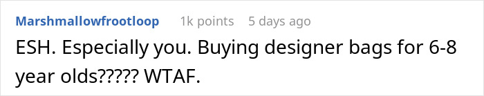 "AITA For Getting My Daughter A Designer Bag When Not Everyone In The Group Could Afford It?"