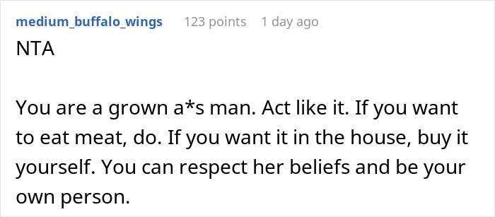 "AITA For Secretly Cheating On Our Vegetarian Diet That My Wife Made Our Family Do?"