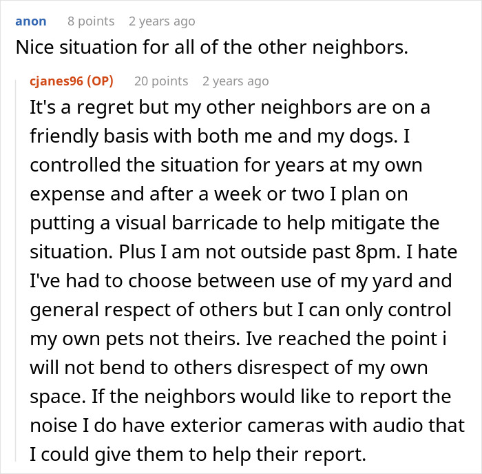 Bad Neighbors Scream At Lady For Using Her Own Yard Due To Their Reactive Dogs, She Gets Revenge