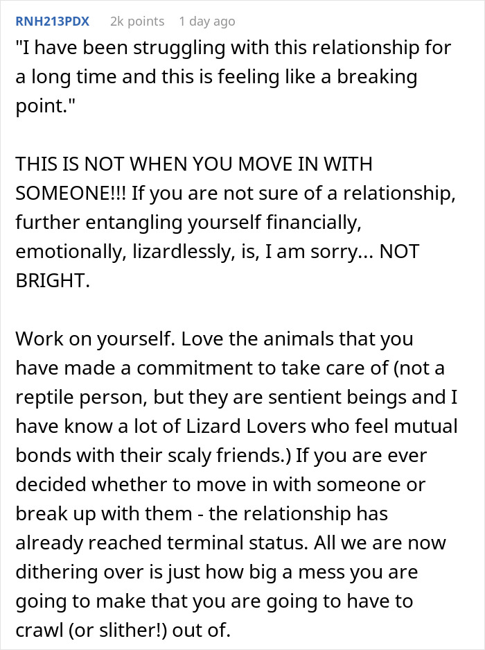 BF Expects GF To Give Away Her Pets To Move In With Him, She Considers Ending The Relationship