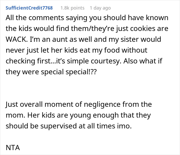 “[Am I The Jerk] For Not Letting My Sister’s Kids Eat My Special Cookies?”