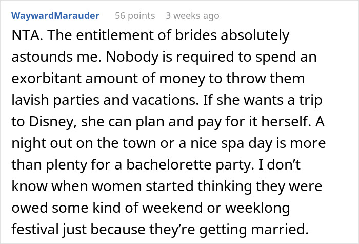 Bride Wants A 3-Day Destination Bachelorette Party At Disney, Loses It When MOH Backs Out