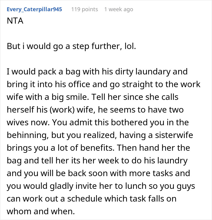 Husband’s “Work Wife” Wins Over His Stomach, So His Actual Wife Stops Making Him Lunches