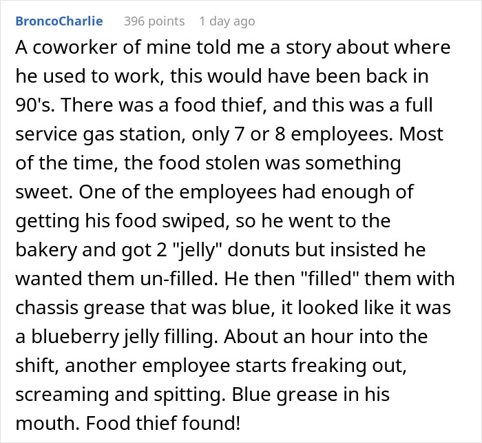 Coworkers Unite In Teaching Food Thief A Lesson, End Up With A Nasty Spectacle