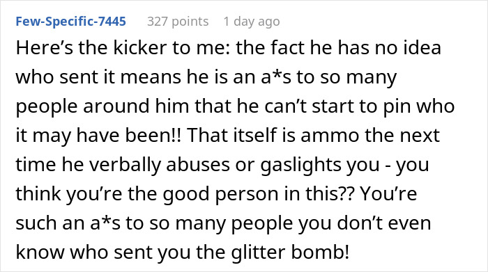 “Enjoy Your Glitter Bomb”: Sparkly Genitalia Confetti Sticks To Man As Stepdaughter Gets Revenge