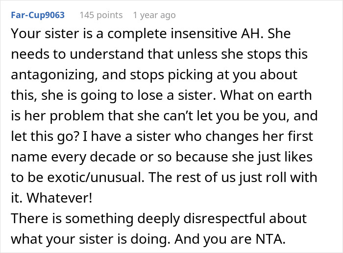 Widow Finally Blows Up At Entitled Sister Who Uses Her Maiden Name Despite Being Told Not To