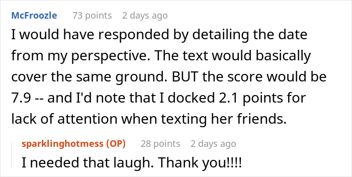 Woman Accidentally Texts A Detailed First Date Review And Rating To Her Date