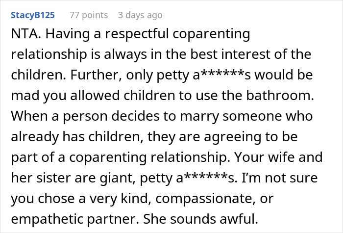 Ex-Wife Asks Man To Let Her Kid Use Bathroom, His New Wife And SIL Are Livid That He Allowed It