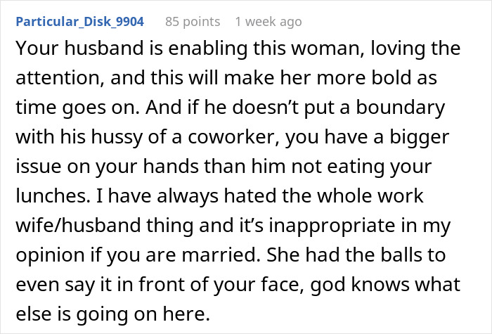 Husband’s “Work Wife” Wins Over His Stomach, So His Actual Wife Stops Making Him Lunches