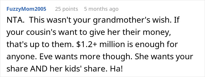 Woman Feels Entitled To Family’s Life-Changing Inheritance Just Because She Has 5 Kids, Gets A Reality Check