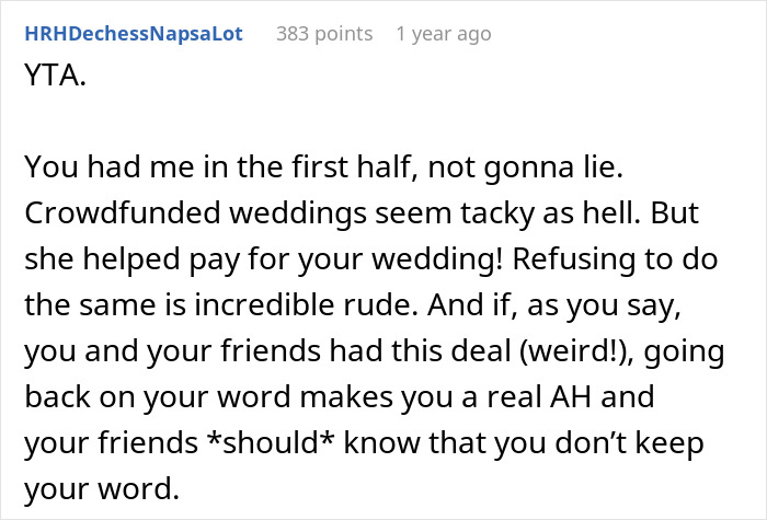 Woman Called “Selfish” For Refusing To Help Fund Friend’s Wedding, People Agree With The Bride