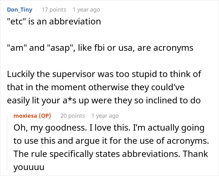 Woman Maliciously Complies With “No Abbreviations” Rule, Makes Supervisor Look Stupid