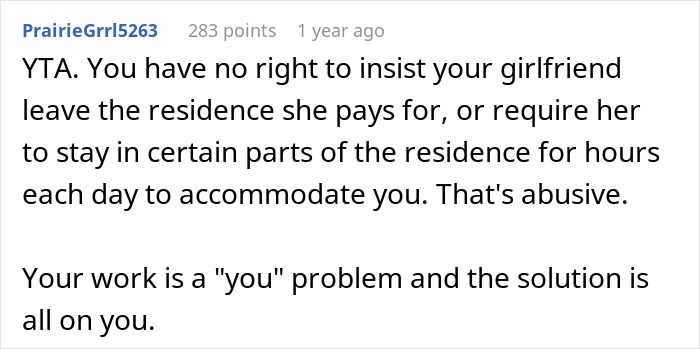 Man Doesn’t Understand Why GF Is Upset He Wants Her Out Of The House, Gets A Reality Check