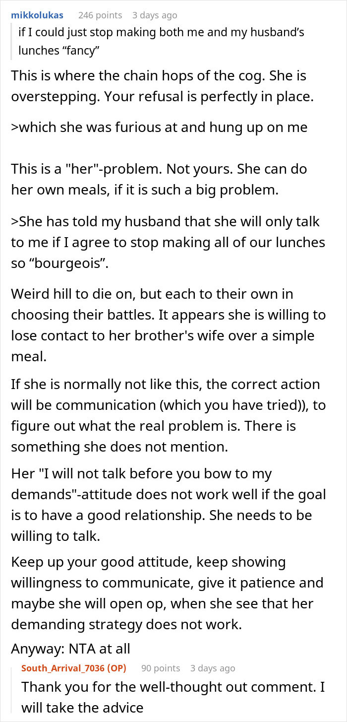 Woman Cooks For Her SIL Every Day, Gets Complaints About The Meals Being Too “Bourgeois”