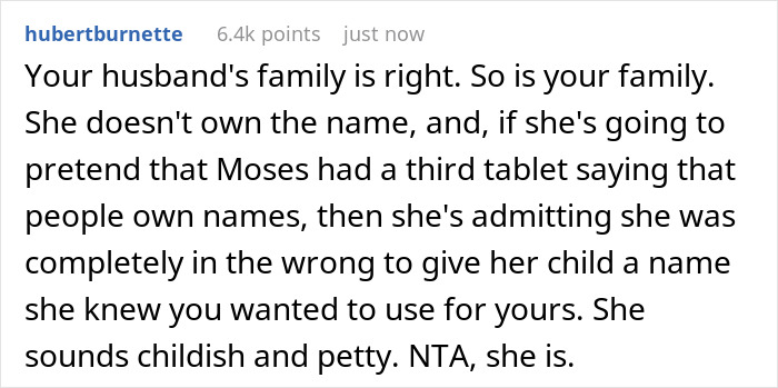 SIL Steals Woman's Favorite Baby Name, Is Livid When She Still Gives Her Baby The Same Name