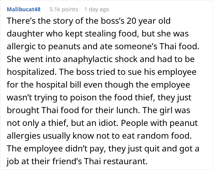 Coworkers Unite In Teaching Food Thief A Lesson, End Up With A Nasty Spectacle