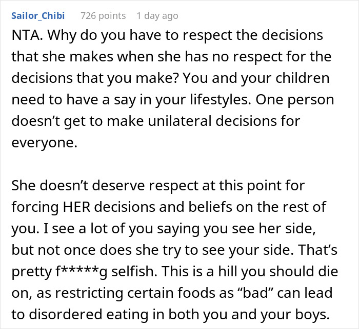 "AITA For Secretly Cheating On Our Vegetarian Diet That My Wife Made Our Family Do?"