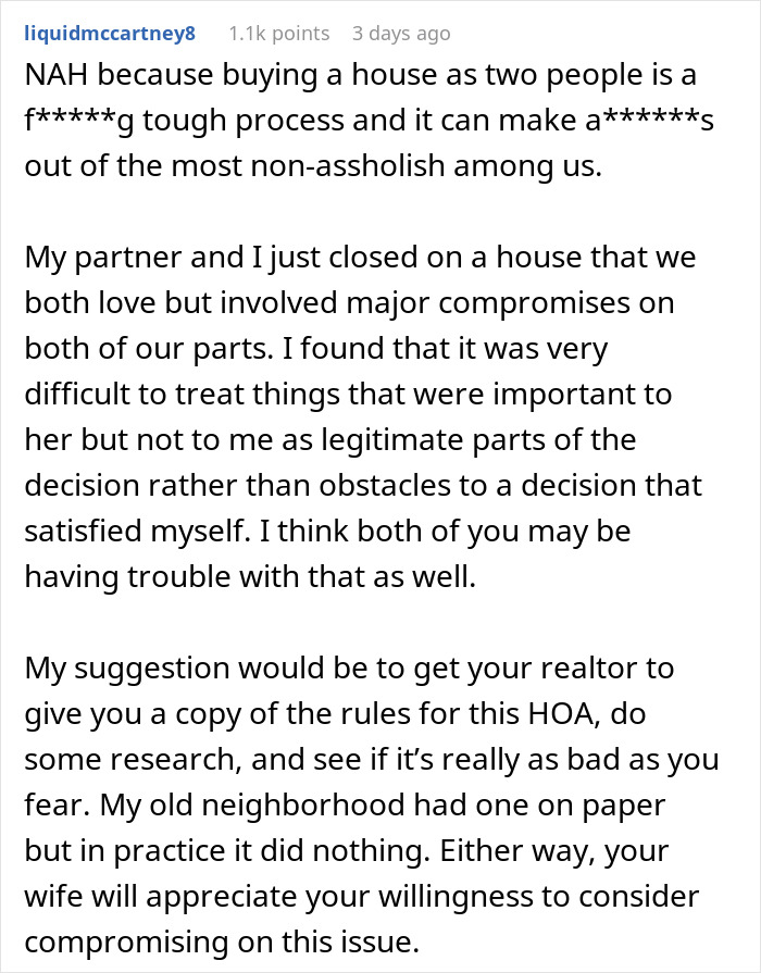 Wife Tries To Trick Spouse Into Buying Her 'Dream House,' He Says No Since HOA Is A Red Flag