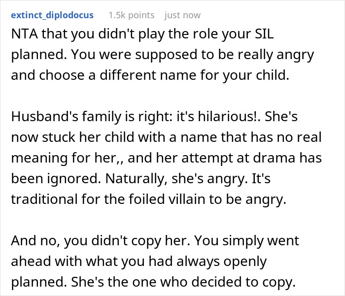 SIL Steals Woman's Favorite Baby Name, Is Livid When She Still Gives Her Baby The Same Name