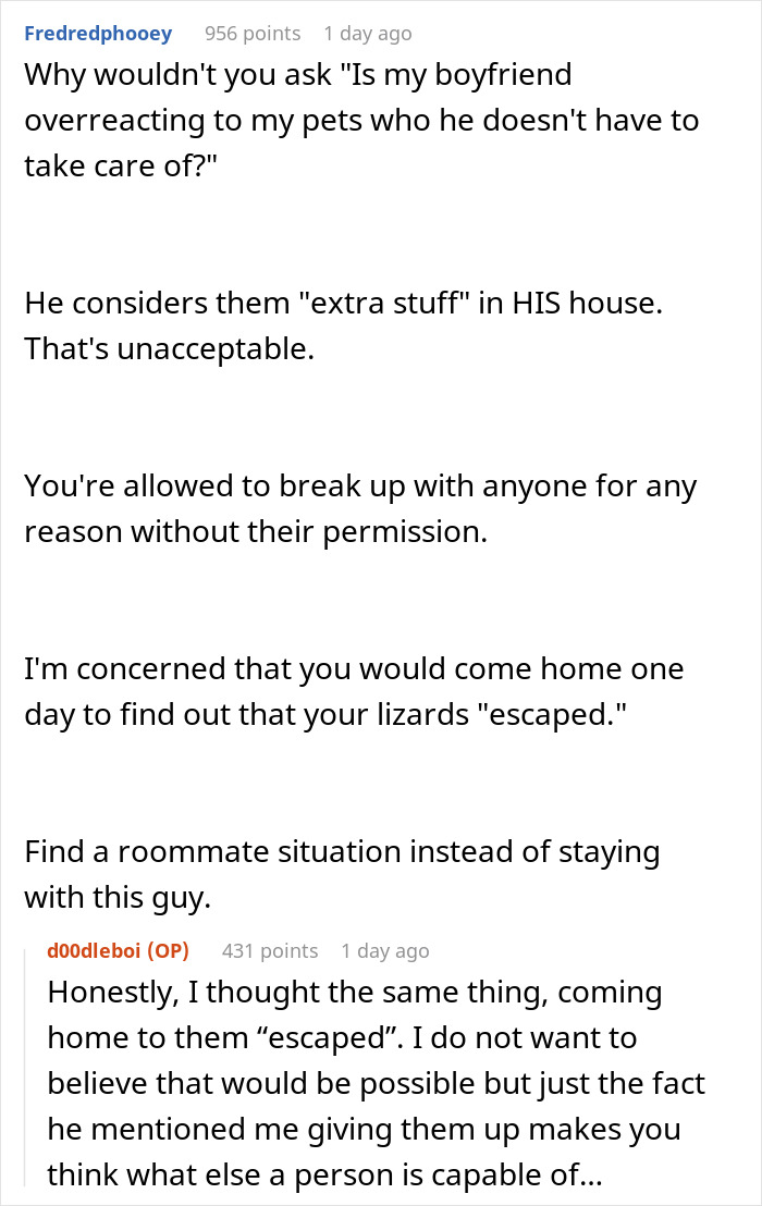 BF Expects GF To Give Away Her Pets To Move In With Him, She Considers Ending The Relationship