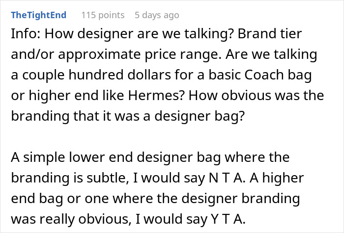 "AITA For Getting My Daughter A Designer Bag When Not Everyone In The Group Could Afford It?"