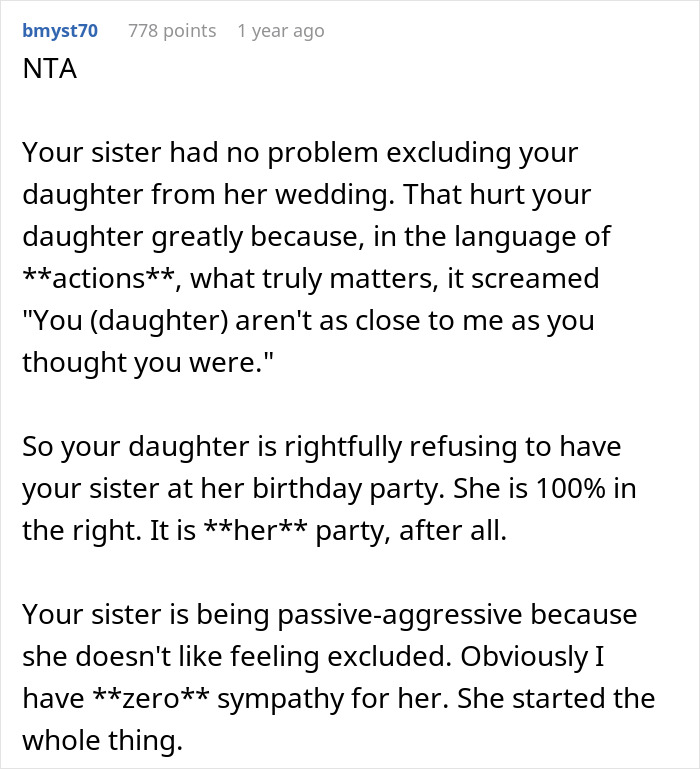 Niece Refuses To Invite Aunt To Her Birthday After Wedding Exclusion, Aunt Turns Passive-Aggressive