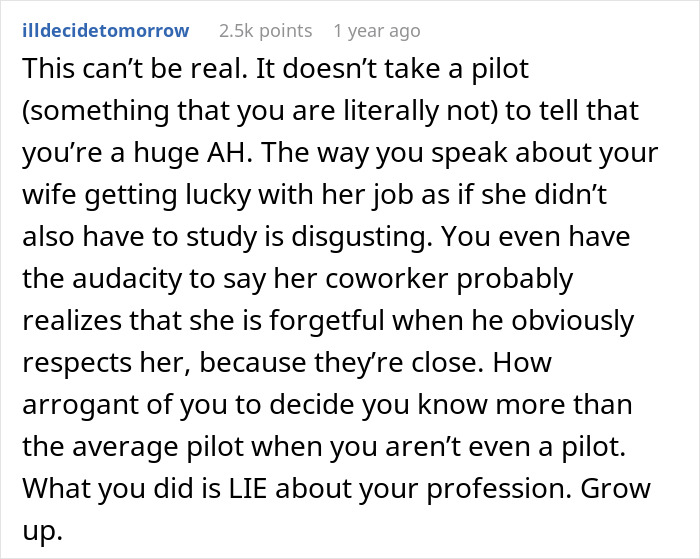 Wife Forced To Sleep On Couch After Refusing To Call Husband A Pilot As He’s Never Flown A Plane