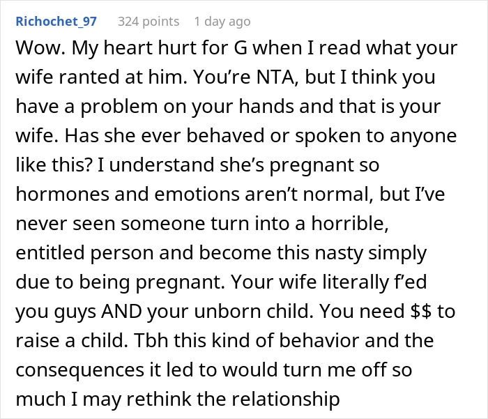 Man Berates Pregnant Wife After Her Outburst As It Will Cost Them $1K A Month