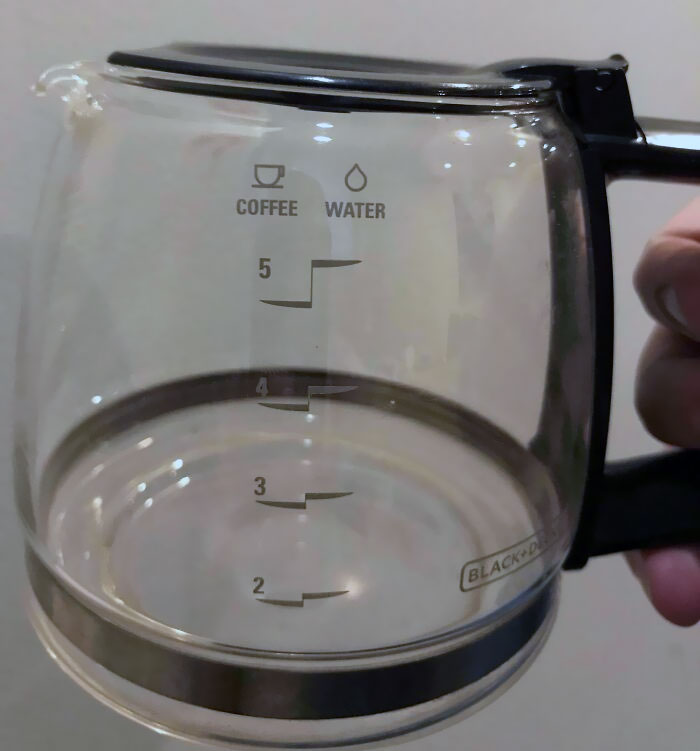 Coffee Pot Shows Different Levels For Water In vs. Coffee Out