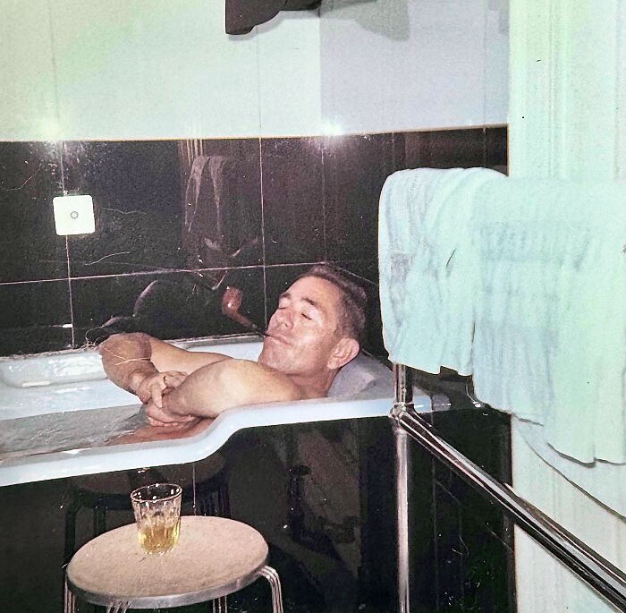 My Great Grandpa Having A Drink And Smoke In The Bath 