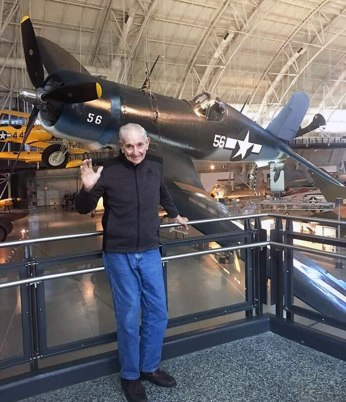 My Grandpa In Front Of The Plane He Flew In World War II. He's 97 Now