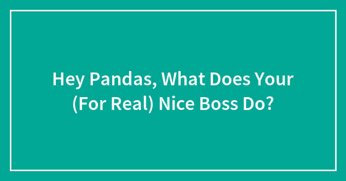 Hey Pandas, What Does Your Genuinely Nice Boss Do? (Closed)