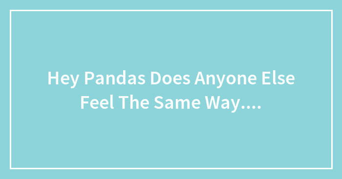 Hey Pandas Does Anyone Else Feel The Same Way….