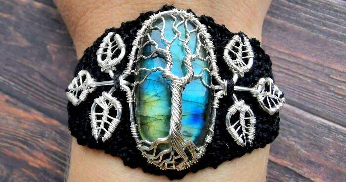 I Made A Tree Bracelet By Combining My Two Passions, Wire Wrapping And Crocheting