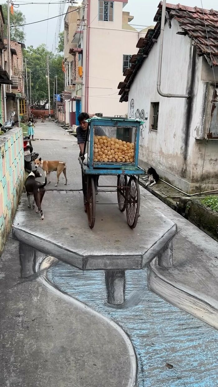 Art Teacher Entertains His Neighborhood With Fun 3D Street Art Made With Chalk (31 Pics)