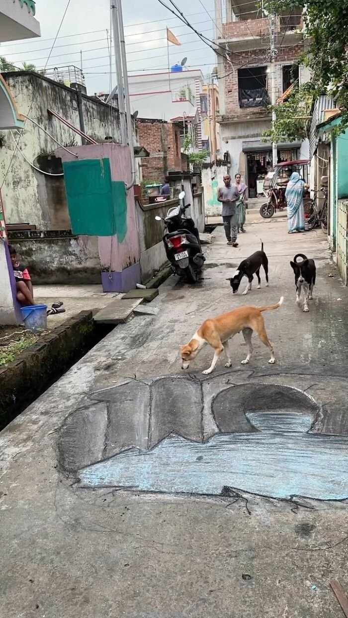 Art Teacher Entertains His Neighborhood With Fun 3D Street Art Made With Chalk (31 Pics)