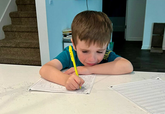 Woman Is Heartbroken After Her 1st Grader Son Spends Hours On Homework On His 2nd Day Of School