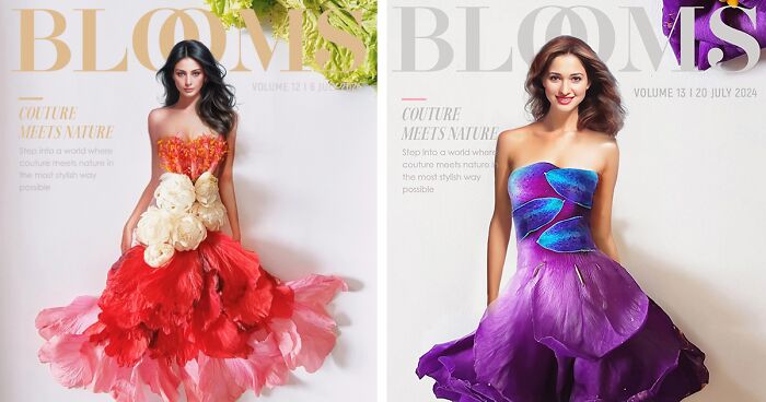 Blooms Magazine: 30 Imaginary Magazine Covers Featuring My Floral Dress Designs