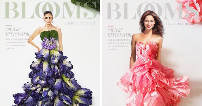 My 30 Dresses Made From Flowers And Other Natural Materials Featured On The Cover Of An Imaginary Magazine