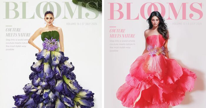 My 30 Dresses Made From Flowers And Other Natural Materials Featured On The Cover Of An Imaginary Magazine