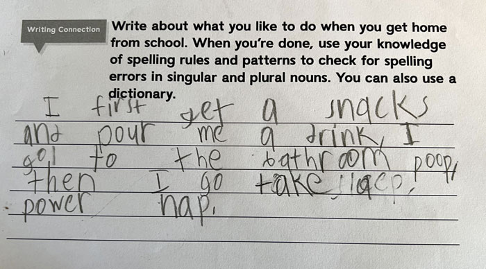 My 3rd Grader’s Homework. He Didn’t Need To Tell Them Everything