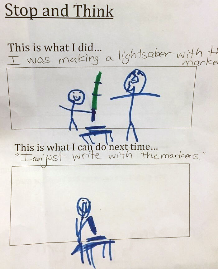 My Son Got In Trouble At School And Had To Draw About It