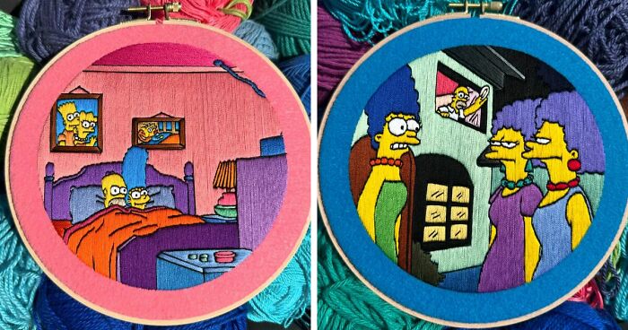 Artist’s 44 Scenes From The Simpsons Recreated With Embroidery (New Pics)