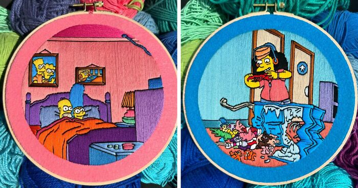 Artist Spends 10-30 Hours To Create Embroideries Of The Simpsons, One Scene At A Time (44 New Pics)