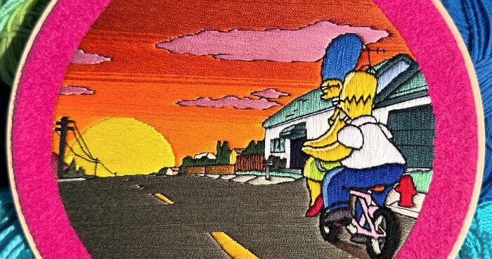 Artist's 44 Embroidered Scenes From The Simpsons That Take 10 To 30 Hours Each To Make (New Pics)